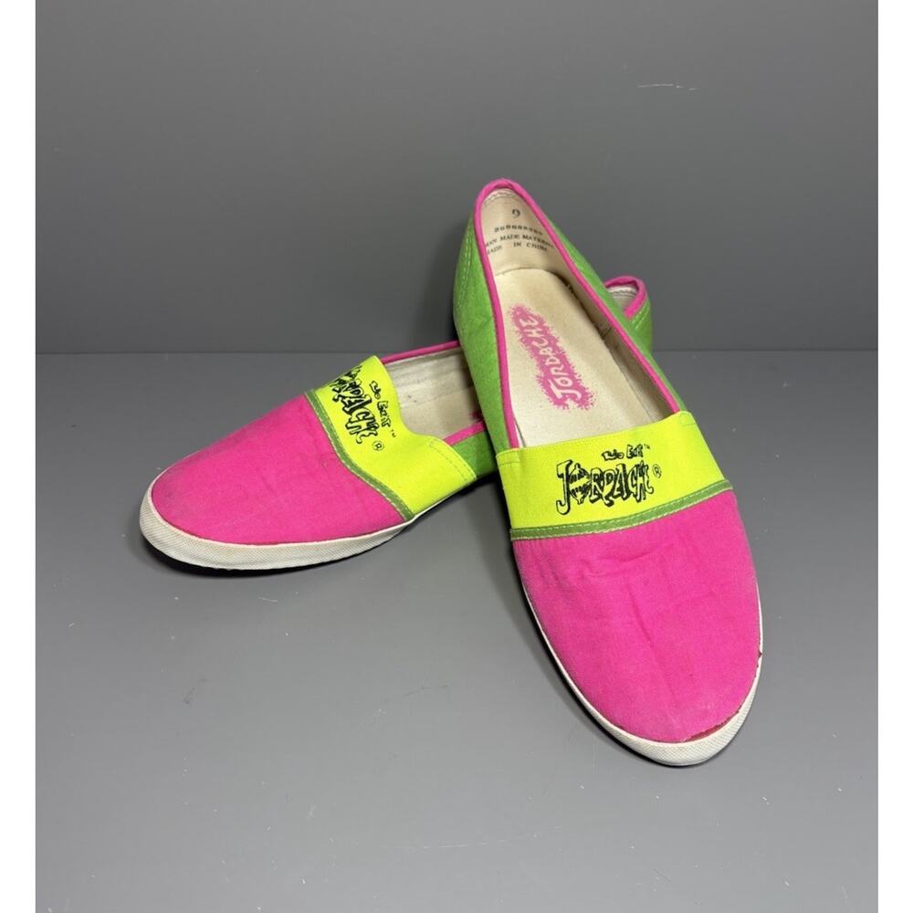 Jordache “No Exit” Neon Slip On Shoes (Size 9) Vintage 80’s